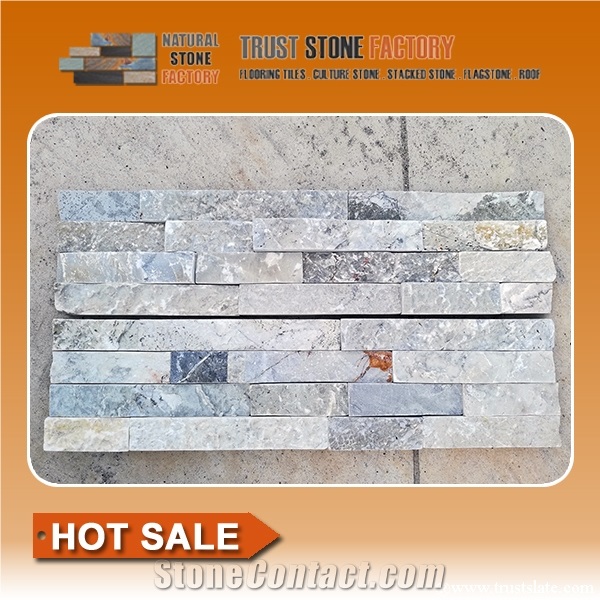 White Stacked Stone Fireplace,Quartzite Stone for Wall Building,Stone Retaining Wall Construction