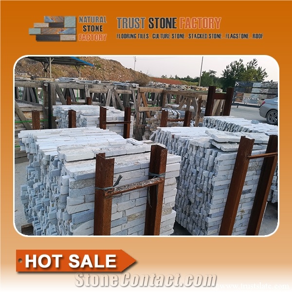 White Stacked Stone Fireplace,Quartzite Stone for Wall Building,Stone Retaining Wall Construction