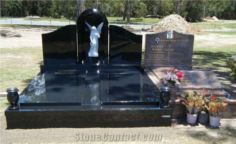 Double Monument Family Monuments Cemetery Tombstone with Angel