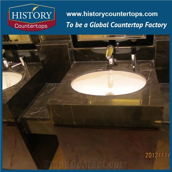 2017 China Marron Emperador Marble Bathroom Countertops, Polished Brown Emperador Dark Vanity Tops for Hospitality Project