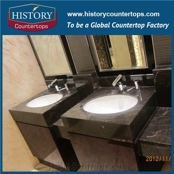 2017 China Marron Emperador Marble Bathroom Countertops, Polished Brown Emperador Dark Vanity Tops for Hospitality Project