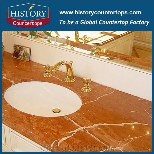 Brown Orange Natural Marble Bathroom Countertops
