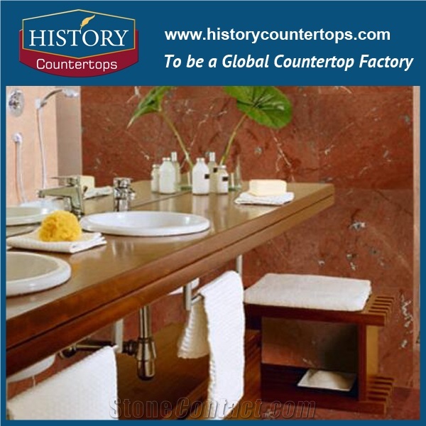 Brown Orange Natural Marble Bathroom Countertops