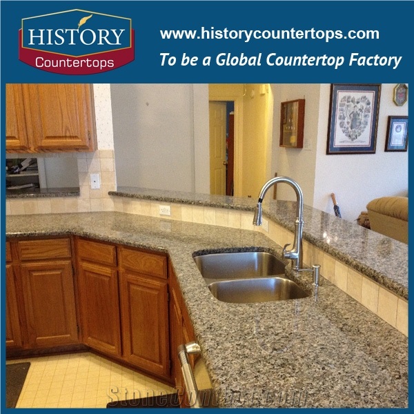 Caladonia Granite Kitchen Island Bench Tops Worktops with Customized Edges, Engineered Natural Stone Countertops Polished Surface for Condos and Multi-Family Projects