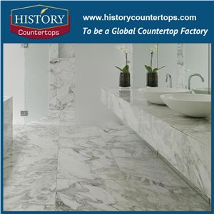 Carrara Natural Marble Bathroom Prefab Vanity Tops