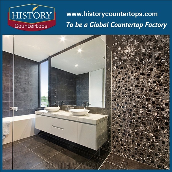 Carrara Natural Marble Bathroom Prefab Vanity Tops