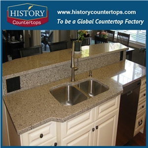 China Golden Yellow Granite Kitchen Island Tops Worktops Benchtop with Customized Edges for Sales, Engineered G682 Countertops Polished Surface for Multi-Family Projects