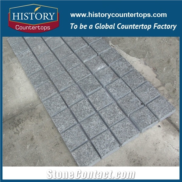 Chinese Supplier Hot Sales Color Outdoor Garden & Courtyard Road Durable Dark Grey Granite Mesh Tile Paving Stone Flamed