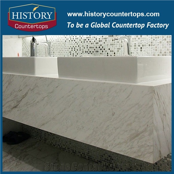 Greece White Color Volakas Dramas White Marble for Polishing Bathroom Countertops, New Style for Vanity Tops with Customized Edges