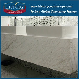 Greece White Color Volakas Dramas White Marble for Polishing Bathroom Countertops, New Style for Vanity Tops with Customized Edges