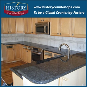 India Granite Steel Grey Polished Stone Countertops in 2cm&3cm Thickness, Solid Surface Kitchen Worktops, Island Top