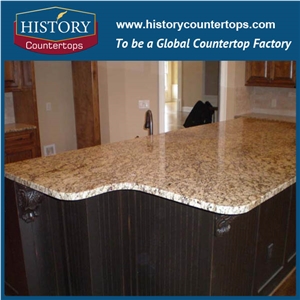 Old Giallo Veneziano Granite Kitchen Island Bench Tops Worktops with Customized Edges for Condos, Engineered Stone Countertops Polished Surface Prices for Multi-Family Projects