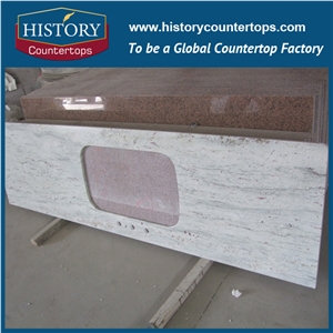 River White Thunder Granite Kitchen Worktop Bench Tops Polished Surface with Customized Edges, Natural Stone Countertops High Quality Best Prices for Multi-Family Projects