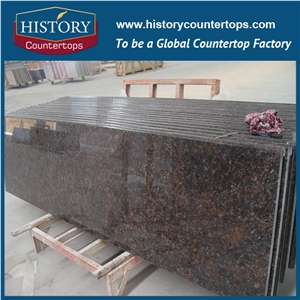 Tan Brown Granite Kitchen Island Bench Top Laminated Bullnose Edge for Sales and Building, Engineered Stone Countertops Polished Surface for Multi-Family and Apartment Projects
