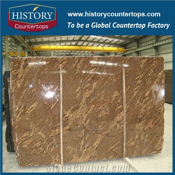 Yellow Granite Slabs& Tiles Juparana Callio California Suitable for Kicthen Countertops, Bathroom Vanity Tops, Wall and Floor Covering, Customized Size for Sale