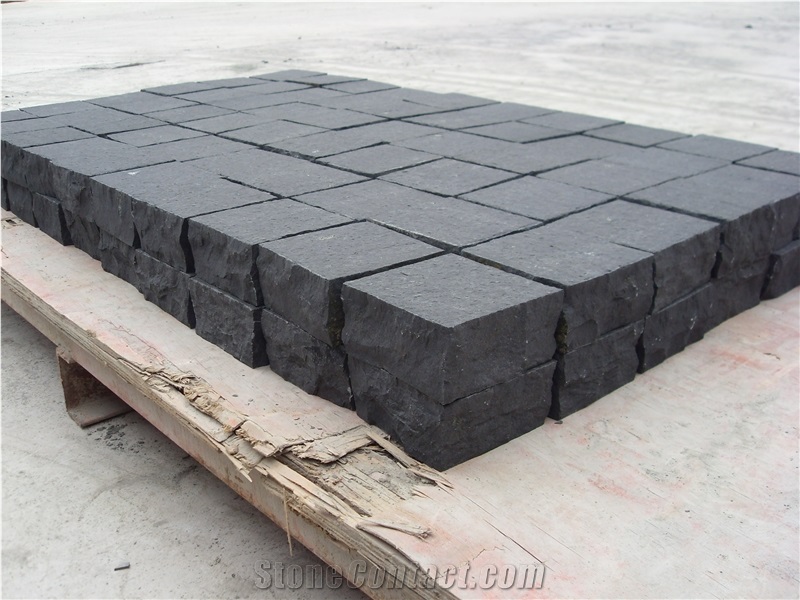 Black Basalt Cube Stone / China Basalt, Waterjet Finished,Floor Covering,Landscape Drainage,Garden Stepping Pavements,Paving Sets