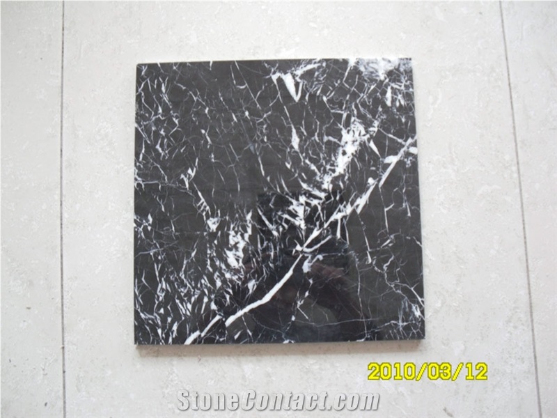 Nero Marquina More Veins / China Marble Tiles & Slabs ,Floor & Wall