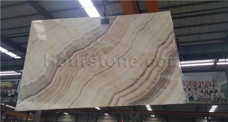 Best Selling Polished Natural Wave Wooden White Onyx, Onyx Slabs and Tile for Wall and Floor