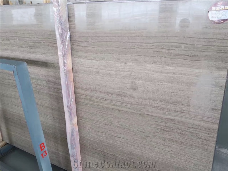 2017 Grey Grain Wooden Marble White Marble Slab for Interior Decoration