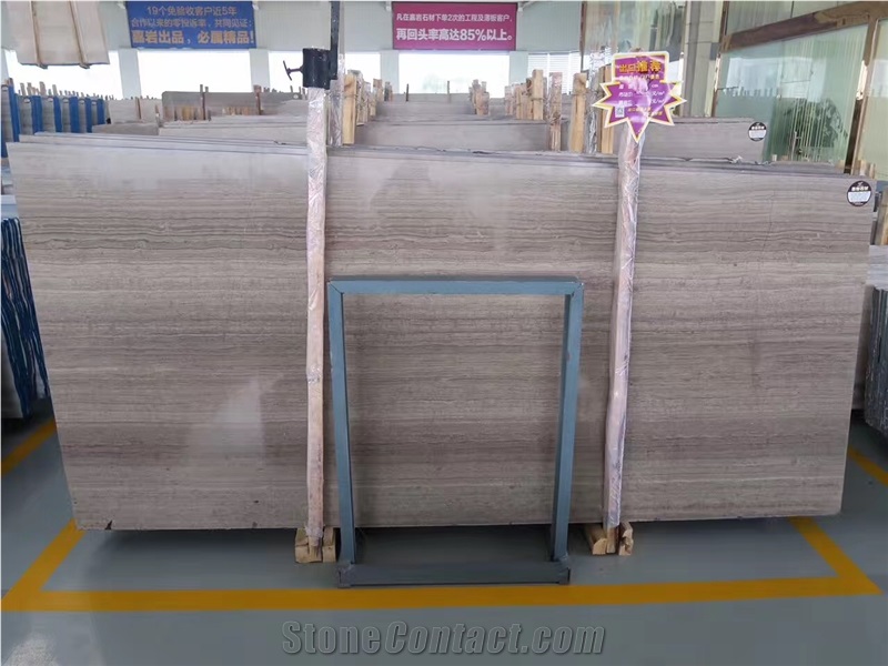 2017 Grey Grain Wooden Marble White Marble Slab for Interior Decoration