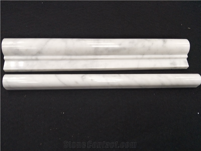 Carrara White Skirting Pencil Molding and Chari Rail