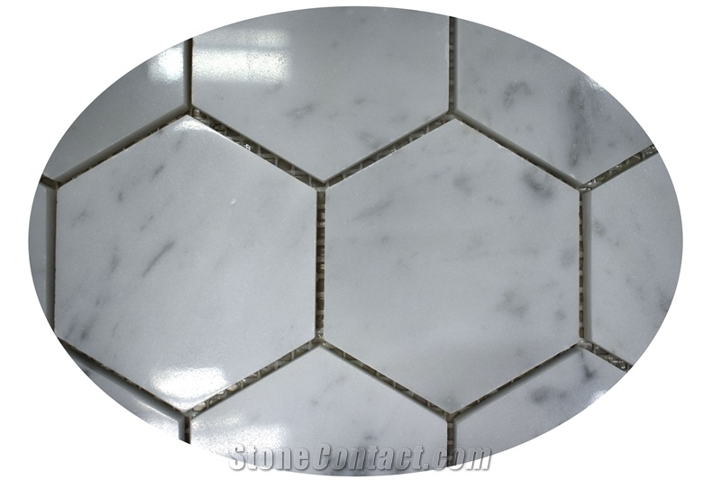 Hexagonal Carrara White Marble Mosaic for Decoration