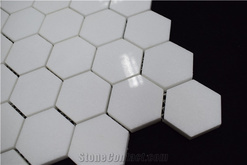 High Grade Greek Thassos White Hexagon Shaped Mosaic
