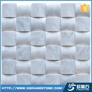 Square 3d Wall Tile, Carrara White Marble 3d Wall Tile