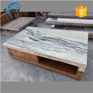 White Color But Black Roots Marble Coffee Table