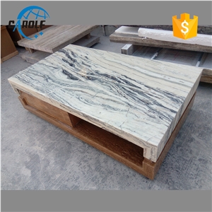 White Color But Black Roots Marble Coffee Table