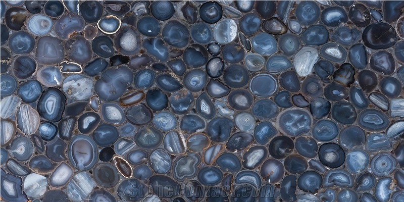 Agate Antique Blue Semiprecious Stone Slabs