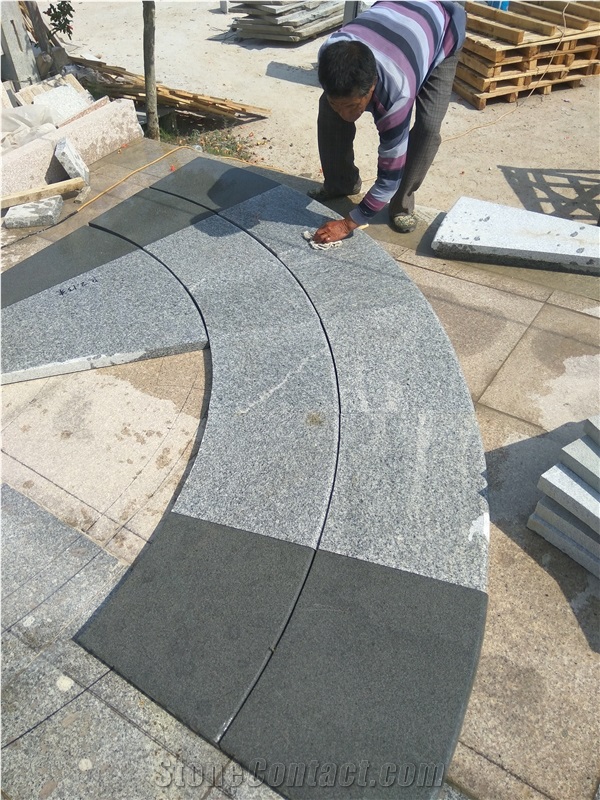 Grey Granite Round Curved Fan Shape Steps Flamed Surface from China