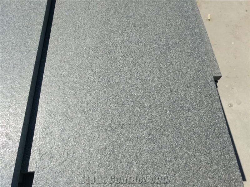 New Black Granite Flamed and Brushed Surface, Shanxi Black Granite Stone with Flamed and Brushed Surface. Flamed Shanxi Black Granite Stone