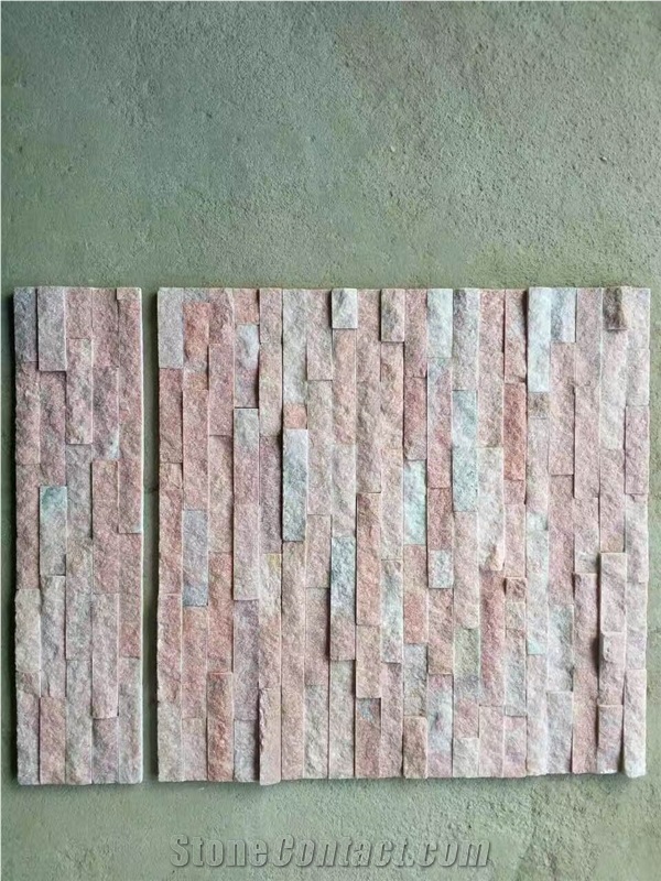 Pink Quartzite Cultured Stone, Pink Wall Panel , Pink Wall Cladding