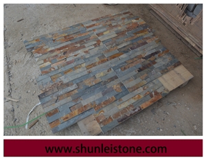 Rusty Slate Stacked Stone, China Rust Slate Cultured Stone,Multi Color Culture Ledge Stone , Slate Wall Decoration Panel , Rusty Corner and Flat Stone Veneer
