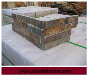 Rusty Slate Stacked Stone, China Rust Slate Cultured Stone,Multi Color Culture Ledge Stone , Slate Wall Decoration Panel , Rusty Corner and Flat Stone Veneer
