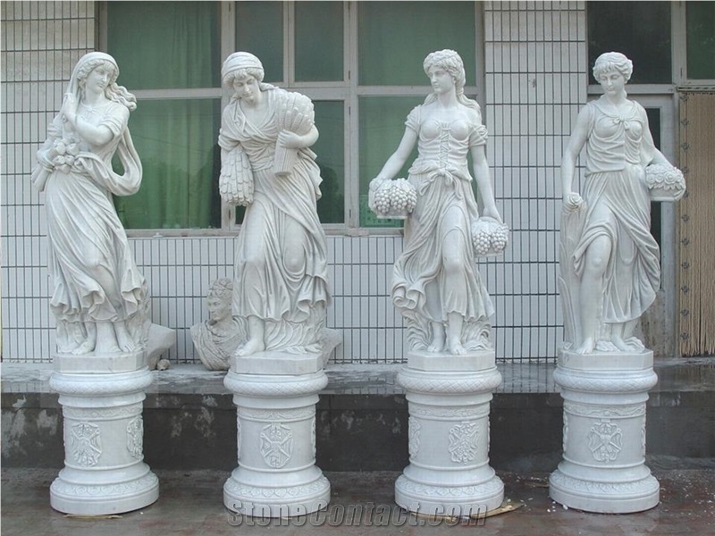 Wholesale Four Season Goddess Greek Marble Statues /White Marble Four Season Women God Statue