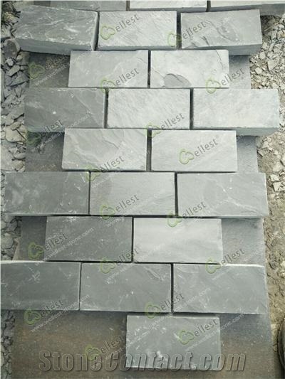Wellest Natural Black Slate Paving Cube Stone Outdoor Driveway/Garden/Street/Patio Paving Stone