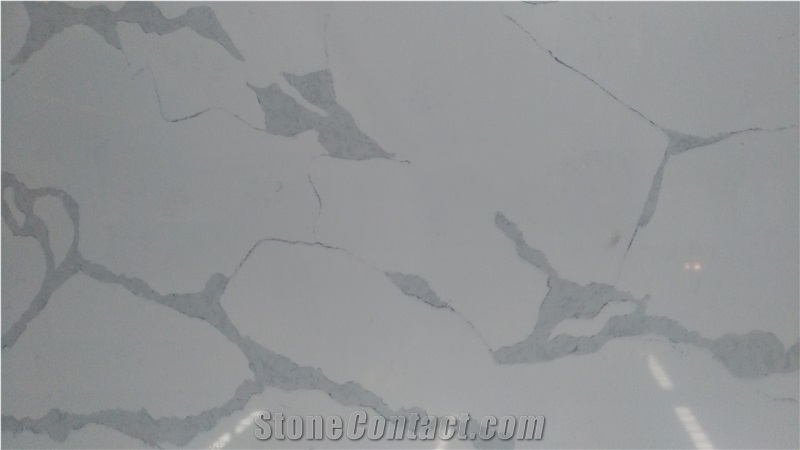 Popular Calacatta White Quartz Stone Big Slabs Used for Kitchen Application,Crystal White Quartz Slabs,Crystal White Quartz Bar Top