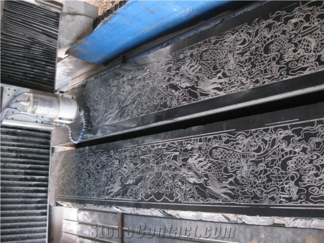 Black Limestone Laser Carving Relief