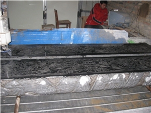 Black Limestone Laser Carving Relief