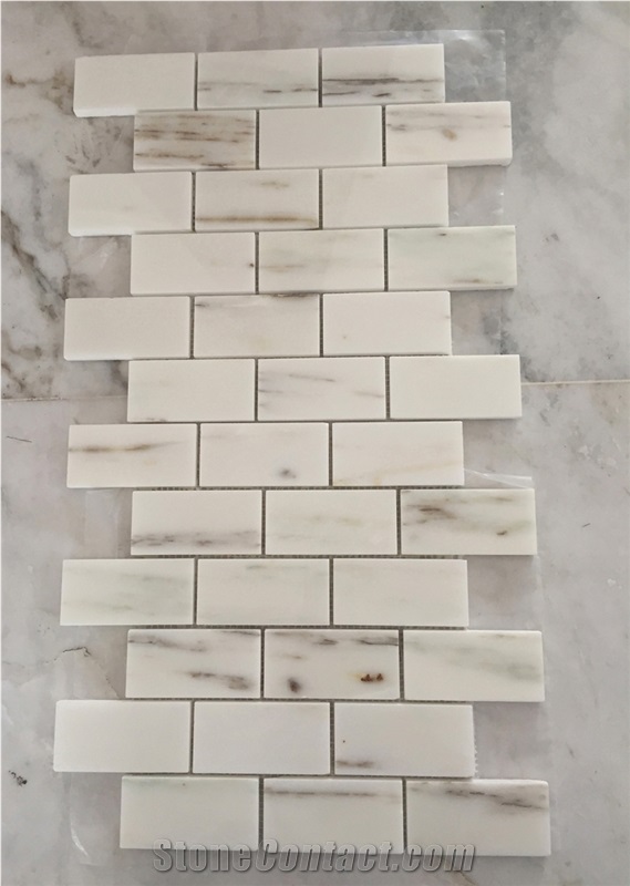 Bricks Style White Marble Mosaics