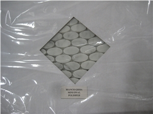 Carrara White 2 Inch Octagon Mosaic Tile W/ Black Dots Honed - Marble from Italy