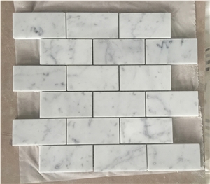 Carrara White 2x4 Grand Brick Subway Mosaic Tile Polished - Marble from Italy