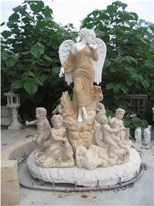 Hand Carved Marble Statue Angel with Childern