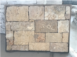 Loose Wall Cladding, Beige Yellow Limestone Cheap China Stone, Ledge Split Face Culture Stone