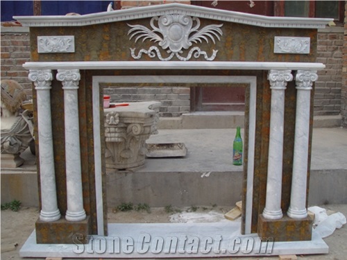 Multicolor Marble Fireplace Mantel Surround