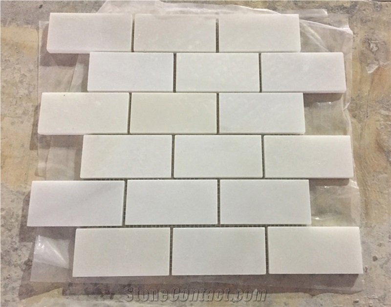 White Brick Style Marble Mosaic Tiles