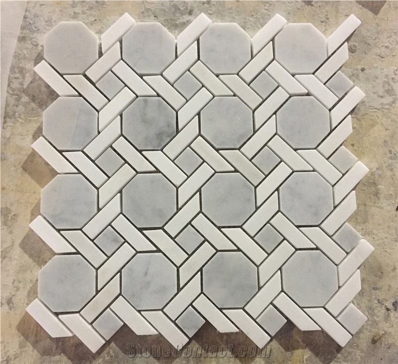 White Carrara Italy Hexagon Marble Natural Stone Mosaic