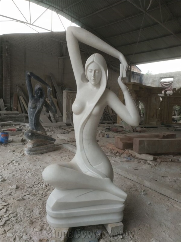 White Marble Abstract Statue